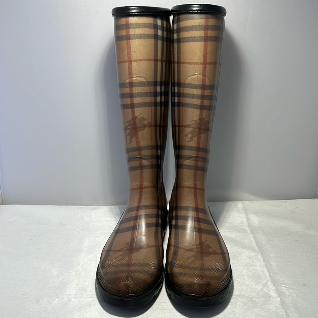 Burberry Plaid Ankle Boots - Black And Tan